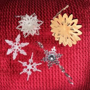 Snowflake Ornament Collection of 5 in Various Materials
